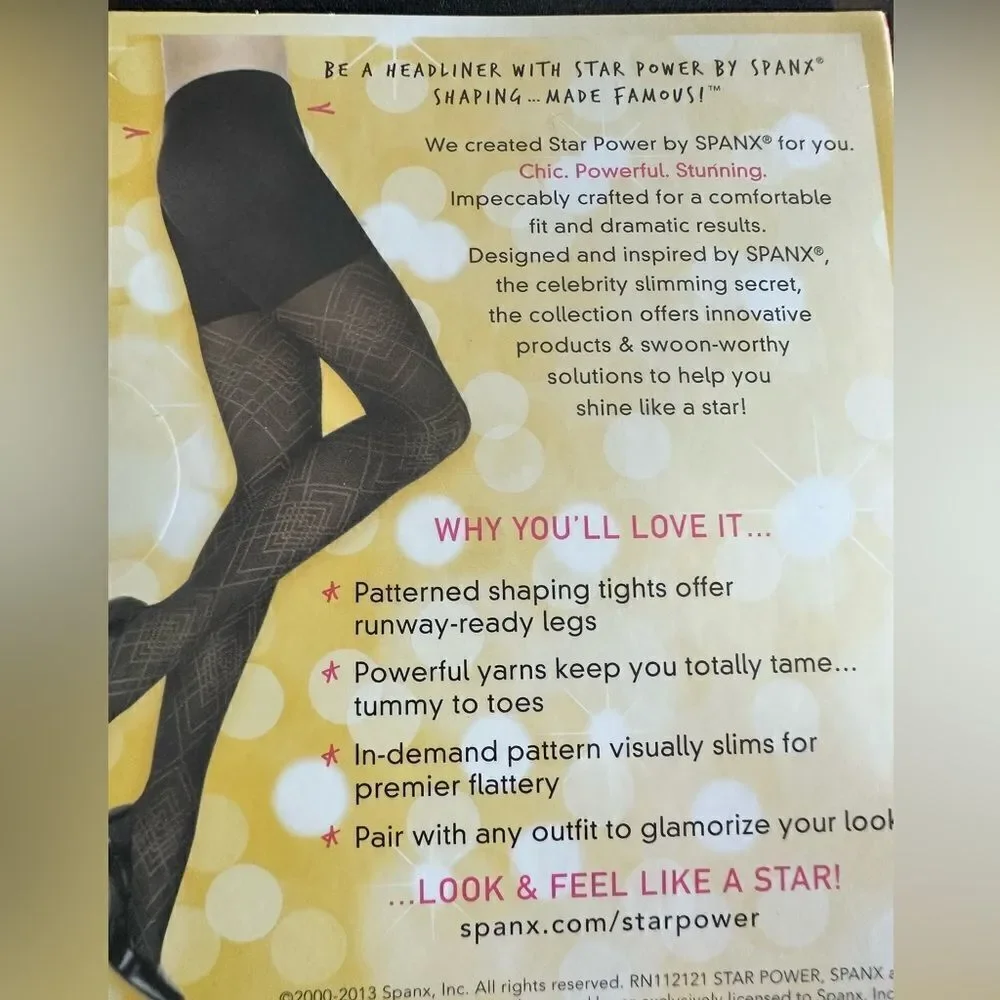 NWT Star Power by Spanx Women’s 2 Pair Black Texture Design Shaping Tight Size B
